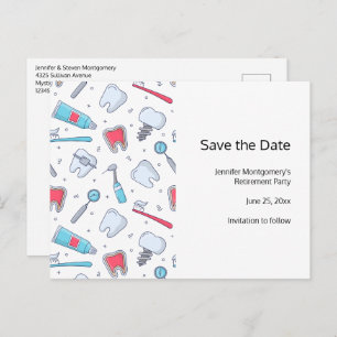 Teeth and Tools Dental Pattern Retirement Announcement Postcard