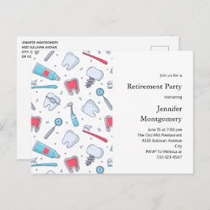 Teeth and Tools Dental Pattern Retirement Invitation Postcard