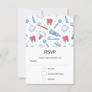 Teeth and Tools Dental Pattern RSVP Card