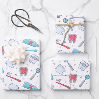 Teeth and Tools Dental Pattern Wrapping Paper Sheet