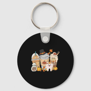 Teeth Coffee Fall Dental Pumpkin Latte Dentist Tha Key Ring