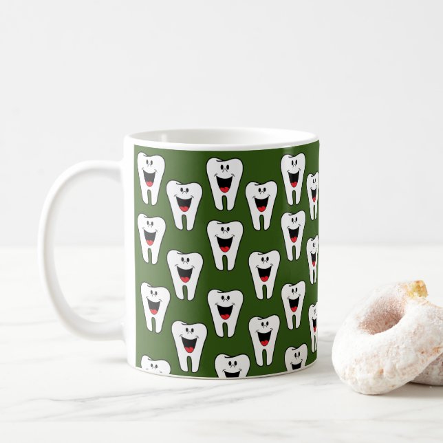 Teeth Dentist Smile Green Mug (With Donut)