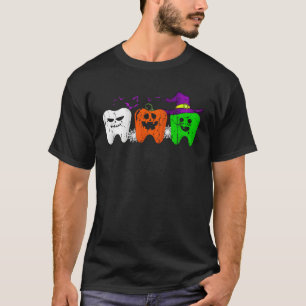 Teeth Ghost Pumpkin Witch Cute Dental Halloween De T-Shirt