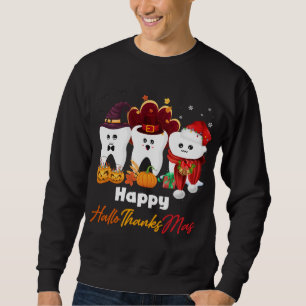 Teeth HalloThanksMas Halloween Thanksgiving Christ Sweatshirt