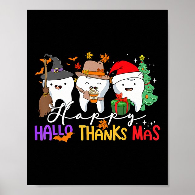 Teeth Halloween Thanksgiving Christmas Kids Men De Poster (Front)