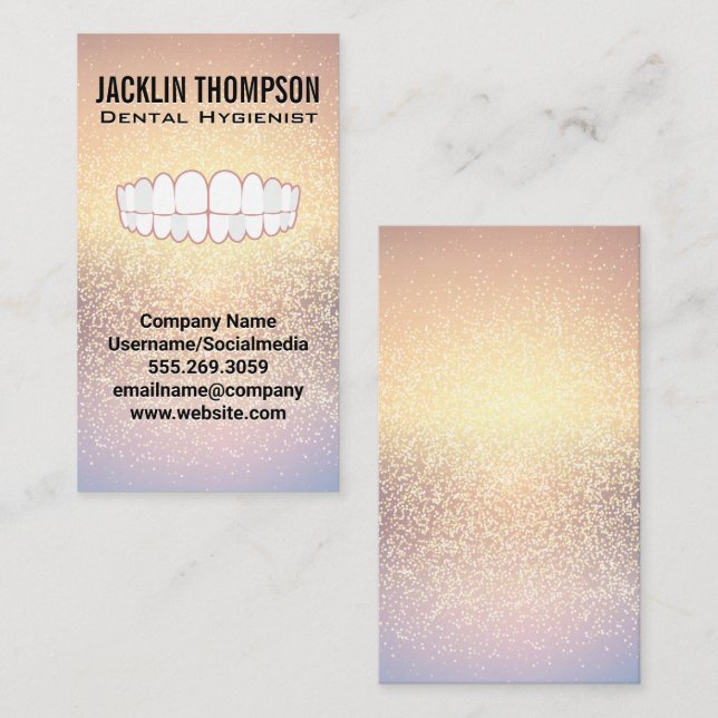 Teeth Logo | Shimmer Background Business Card (Front/Back)