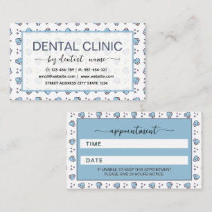 Teeth pattern blue Dentist Appointment Card