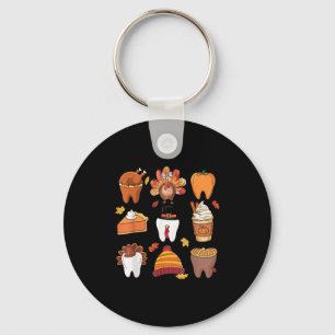 Teeth Pumpkin Turkey Coffee Fall Dental Squad Than Key Ring