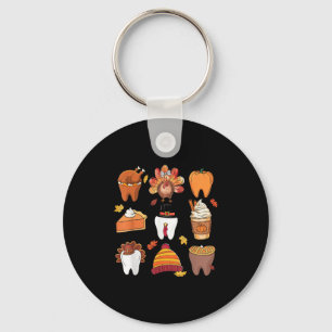 Teeth Pumpkin Turkey Coffee Fall Dental Squad Than Key Ring