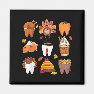 Teeth Pumpkin Turkey Coffee Fall Dental Squad Than Magnet