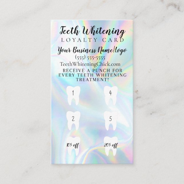 Teeth Whitening Loyalty Discount Card (Front)