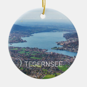 Tegernsee Bavaria Germany Retro Panorama Souvenir  Ceramic Ornament