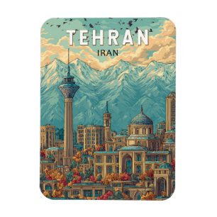 Tehran Iran Illustration Travel Art Vintage Magnet