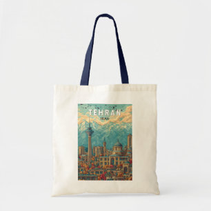 Tehran Iran Illustration Travel Art Vintage Tote Bag