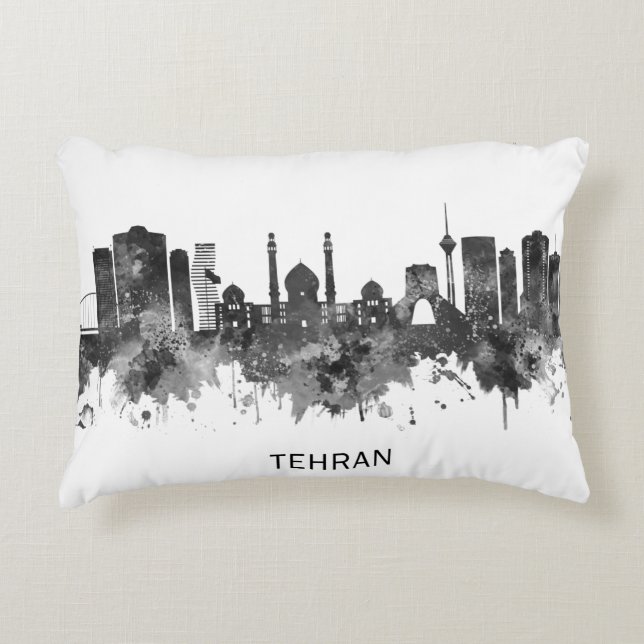 Tehran Iran Skyline BW Decorative Cushion (Front)