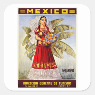 Tehuantepec - Mexico - Vintage Travel Square Sticker