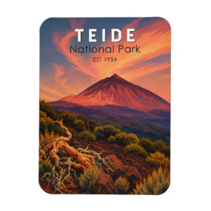 Teide National Park Spain Illustration Travel Art Magnet