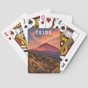 Teide National Park Spain Illustration Travel Art Playing Cards