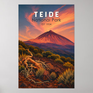 Teide National Park Spain Illustration Travel Art Poster