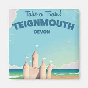 Teignmouth Beach Devon Vintage travel poster Magnet