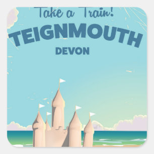 Teignmouth Beach Devon Vintage travel poster Square Sticker