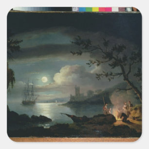 Teignmouth by moonlight square sticker