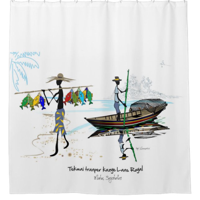 Tekmai local Seychelles fisherman Shower Curtain (Front)