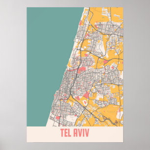 Tel Aviv - Israel Chalk City Map Poster