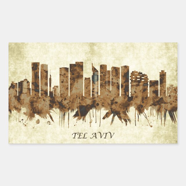 Tel Aviv Israel Cityscape Rectangular Sticker (Front)