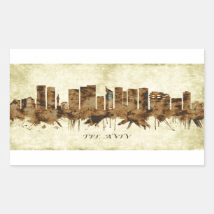Tel Aviv Israel Cityscape Rectangular Sticker