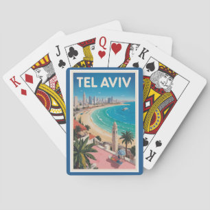 Tel Aviv Israel Illustration Travel Art Vintage Playing Cards