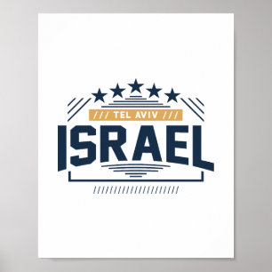 Tel Aviv Israel Modern Urban Typography Design Poster