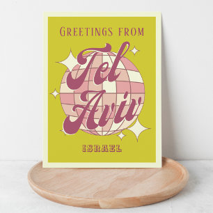 Tel Aviv Israel vacation retro green Postcard