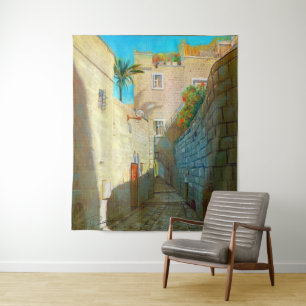 Tel-Aviv Jaffo Old City Israel Travel Oil Painting Tapestry