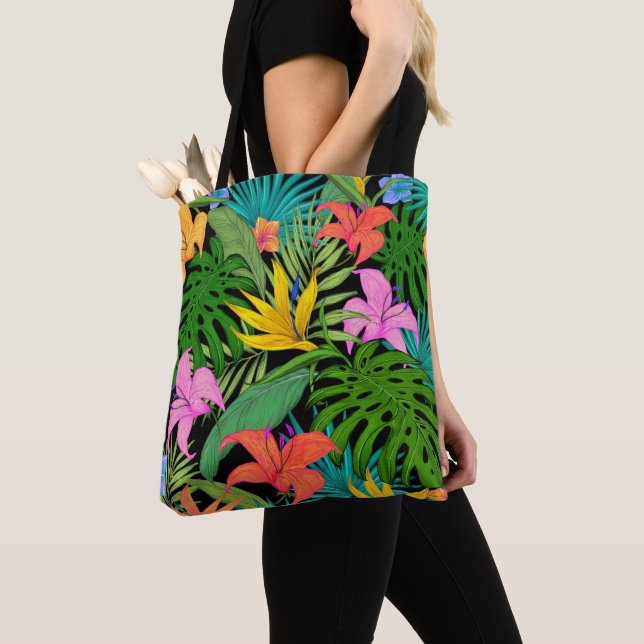 Tela Hawai bag colorful tropical flowers (Close Up)
