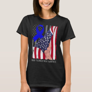 Telangiectasia Awareness American Flag Blue Ribbon T-Shirt