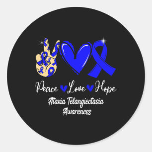 Telangiectasia Awareness Peace Love Hope Blue Ribb Classic Round Sticker
