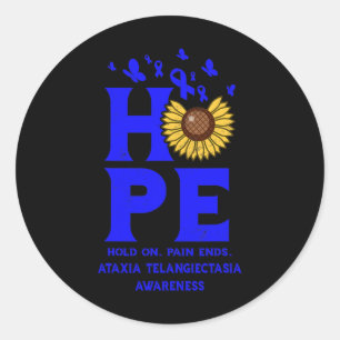 Telangiectasia Blue Hope Vintage Sunflower Awarene Classic Round Sticker