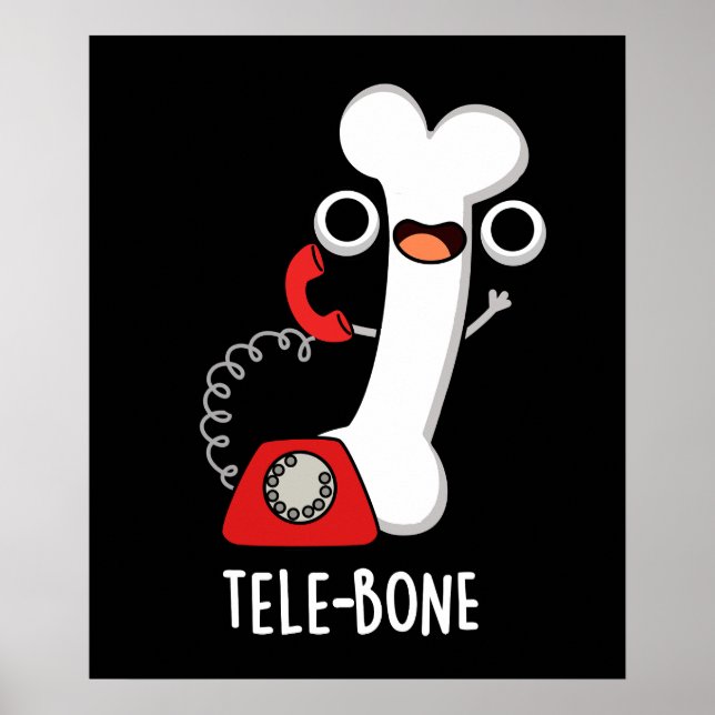 Tele-bone Funny Bone Telephone Pun Dark BG Poster (Front)