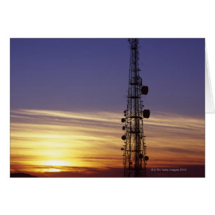 Telecommunications mast at sunset