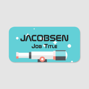 Telecope and Stars Science Name Tag