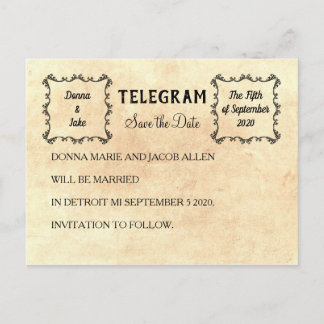 Telegram Save the Date Announcement Postcard