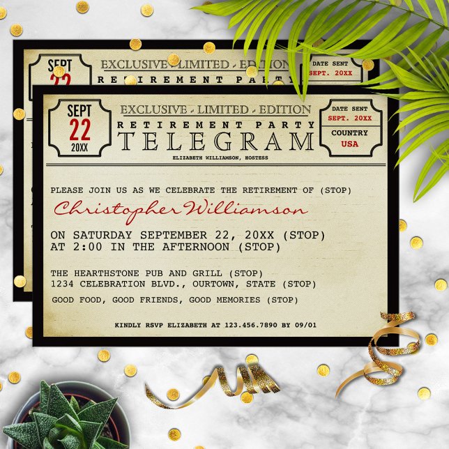 Telegram Style Retirement Party Invitation (Creator Uploaded)