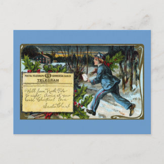 Telegraph Boy Making Delivery Vintage Christmas Holiday Postcard