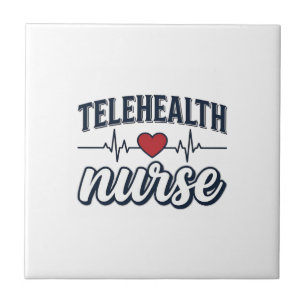 Telehealth Nurse Heartbeat Vintage Shirt Design_1 Ceramic Tile