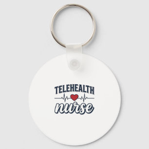 Telehealth Nurse Heartbeat Vintage Shirt Design_1 Key Ring