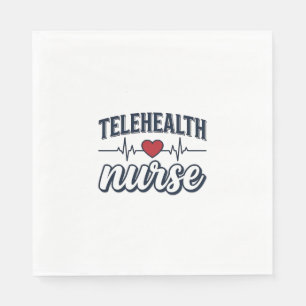 Telehealth Nurse Heartbeat Vintage Shirt Design_1 Napkin