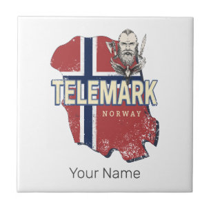 Telemark Norway Province Map Vintage Souvenir Ceramic Tile