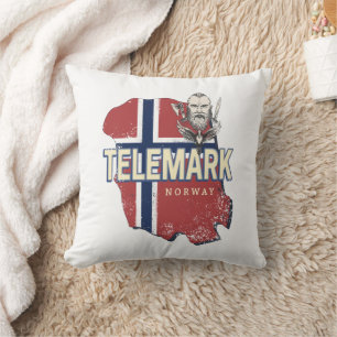 Telemark Norway Province Map Vintage Souvenir Cushion