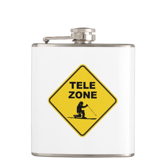 Telemark Ski Zone Sign Hip Flask (Front)